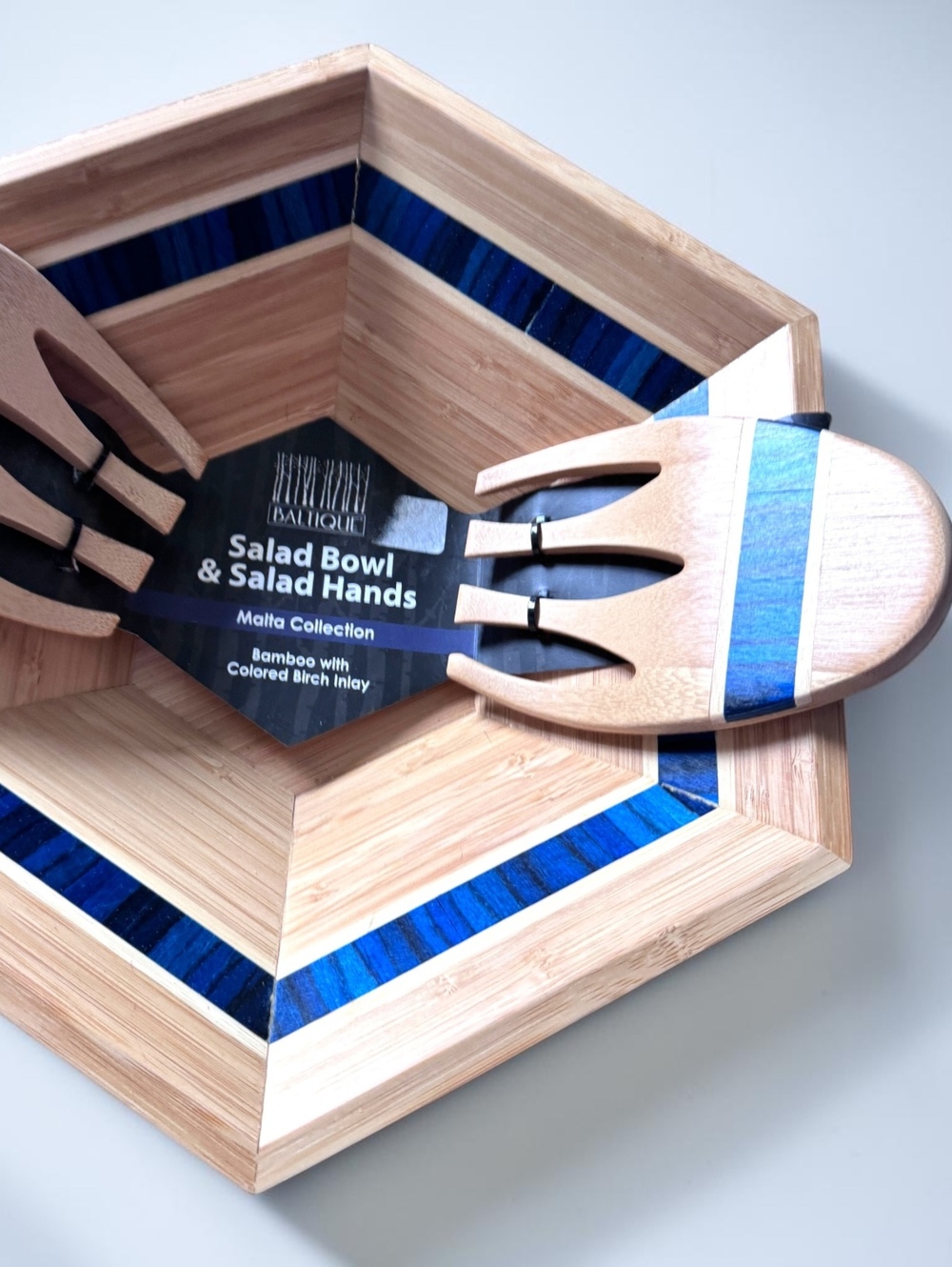Bamboo Daiquiri Malta Collection Salad Bowl & Salad Hands